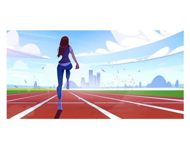athletic woman run on stadium sport workout vector illustration