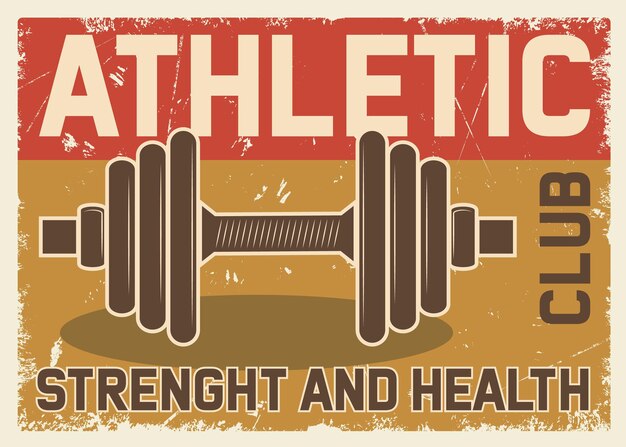 Vector athletics club rusty metal plate retro poster vector design
