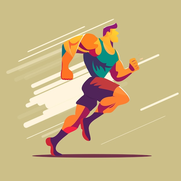 Vector athletis man run flat illustration