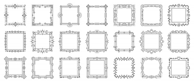 ative vintage ornamental frame set, text frames for certificate, menu book, wedding card.