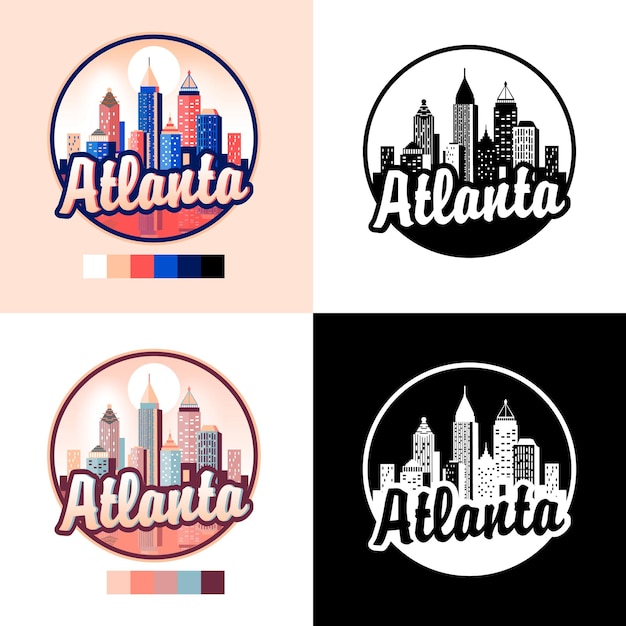 Logo di atlanta con un paesaggio urbano sullo sfondo