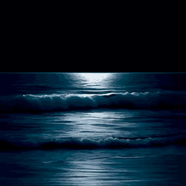 Vector the atlantic ocean at night illustration