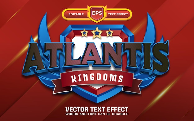 Atlantis-gamelogo met bewerkbaar teksteffect