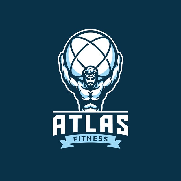 Atlas Mascot Muscle Man Gym Fitness Logo