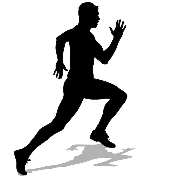 Atleet bij het runnen van race silhouetten Vector illustratie