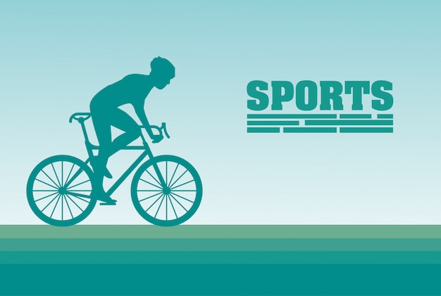 Atletische man fietstocht sport silhouet