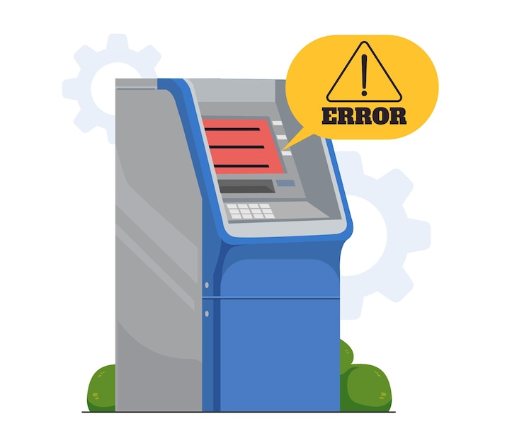 Vector atm 404 error technology access finance bank concept flat graphic design illustration