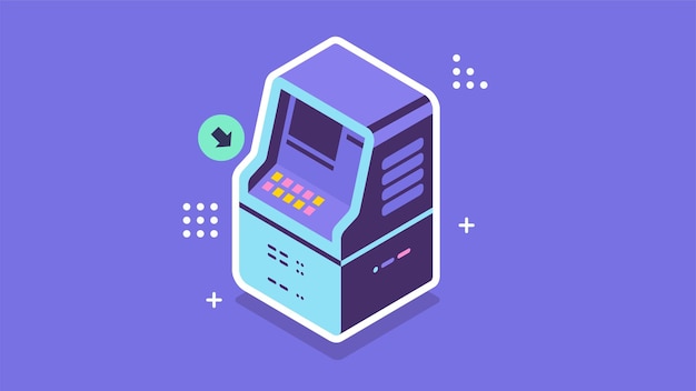 Atm automated teller machine flat isometric vector illustration