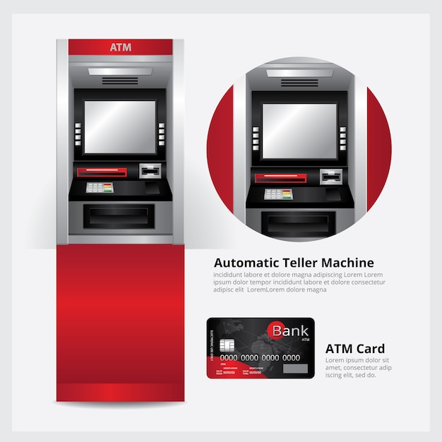 ATMカードが付いているATM自動出納機