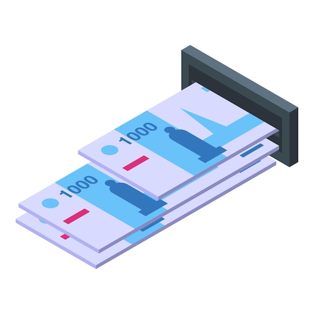 Atm cash icon isometric vector bank card money payment