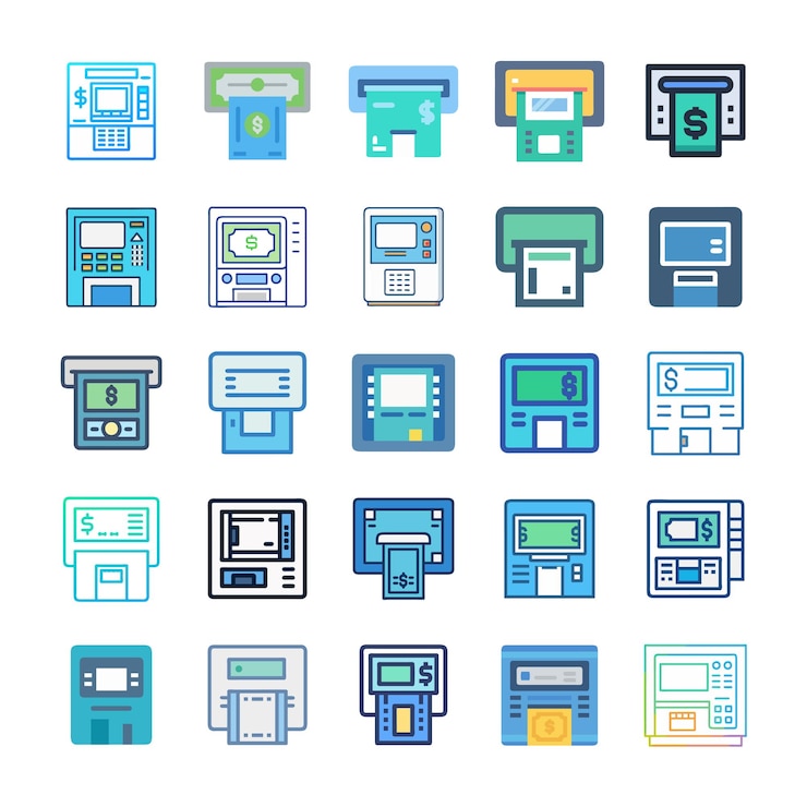 Vector atm and cash machine icons