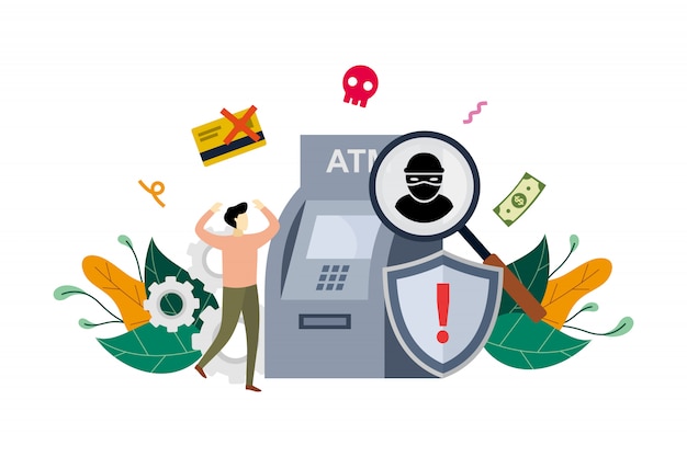 Vector atm cyber misdaad concept illustratie