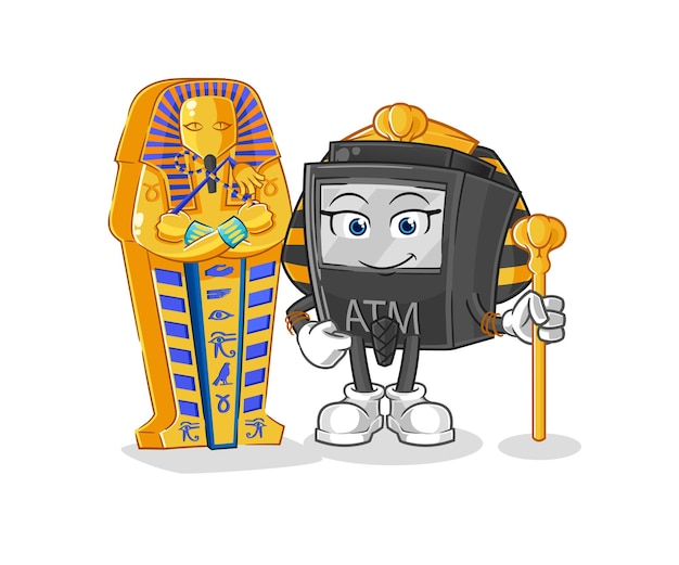 Vector atm machine ancient egypt cartoon cartoon mascot vector