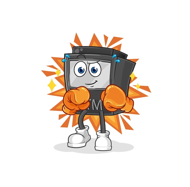 Vector atm machine boxer character cartoon mascot vector