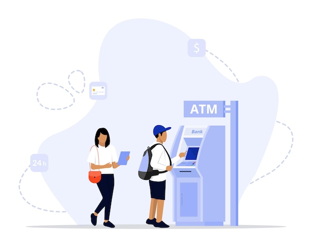 Vector atm machine concept illustration