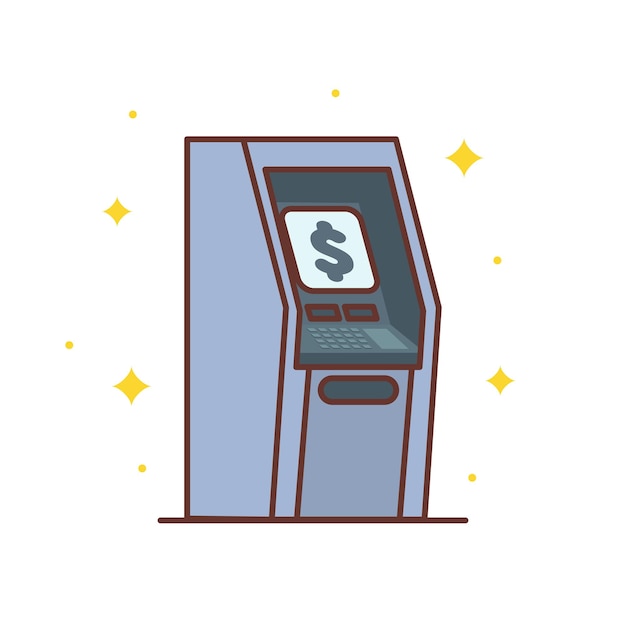 Illustrazione dell'icona vettoriale del concetto di design piatto della macchina atm