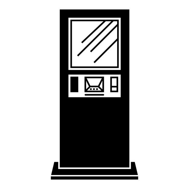 ATM マシンのアイコン 白い背景に分離された Web デザインの ATM マシン ベクトル アイコンのシンプルなイラスト