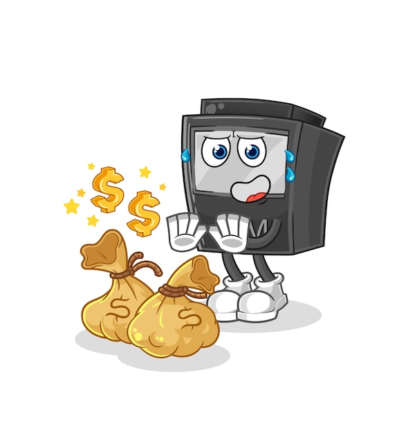 ATM machine refuse money illustration character vector