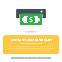 atm machine with money illustration with editable description eps vector