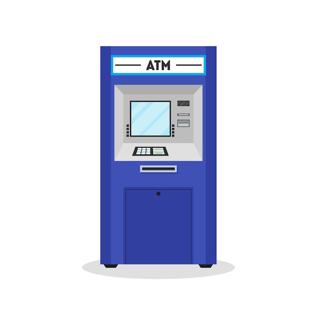 Cassiere automatico terminale di pagamento atm. stile di design piatto