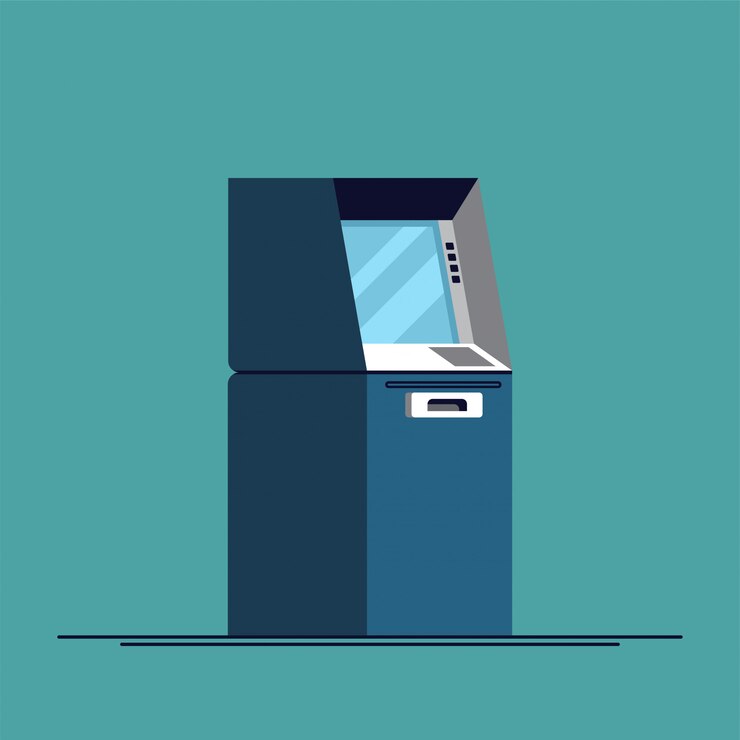 Vector atm teller cash withdrawal machines