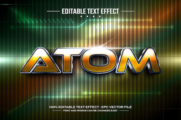 Atom 3D 編集可能テキスト効果テンプレート