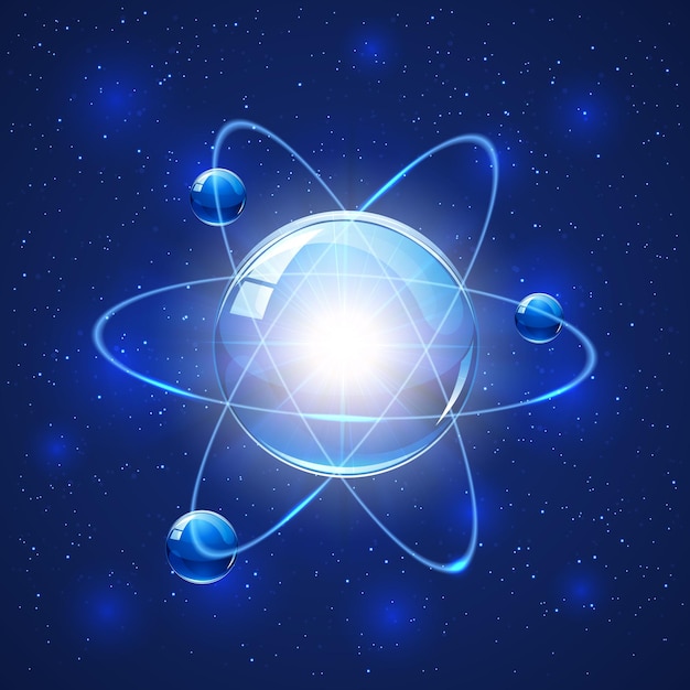 Atom on blue background