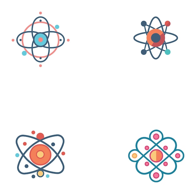 Atom flat minimal illustrated vector silhoutte icon