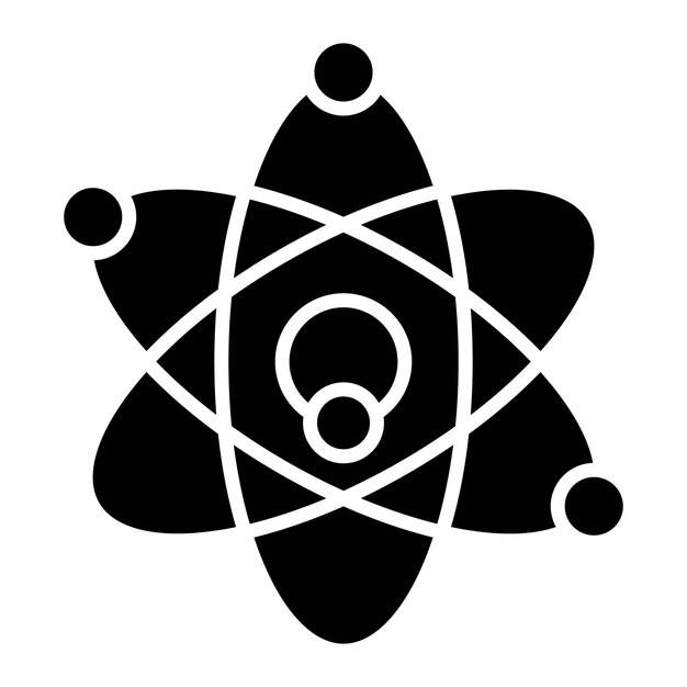 Vector atom glyph solid zwarte illustratie