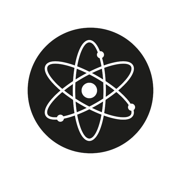 Молекулярный знак значка атома Символ науки в черном круге Векторная иллюстрация стоковое изображение
