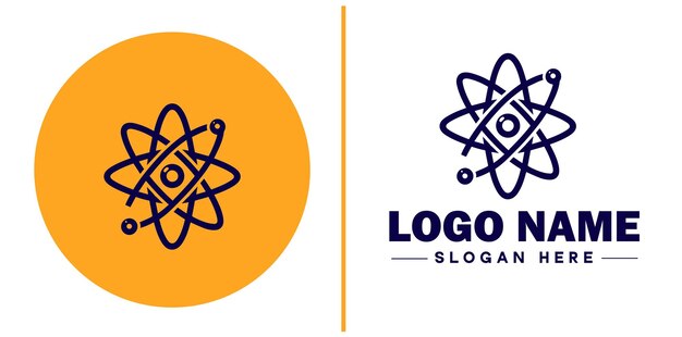 Atom icon particle molecule elementary particle flat logo sign symbol editable vector