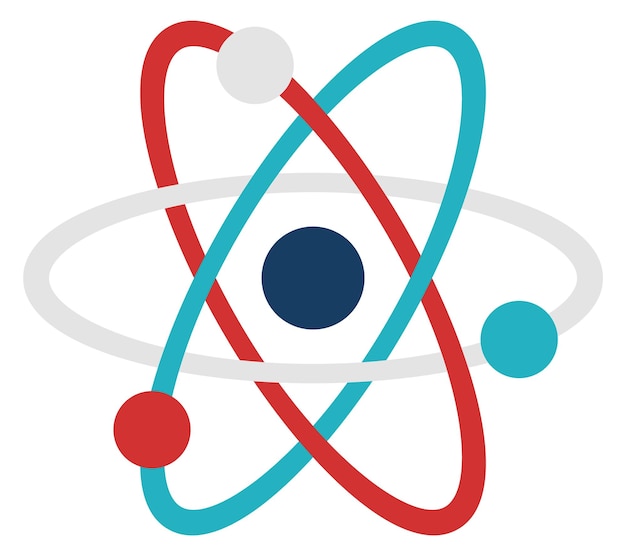 Atom model icon flat physics science symbol