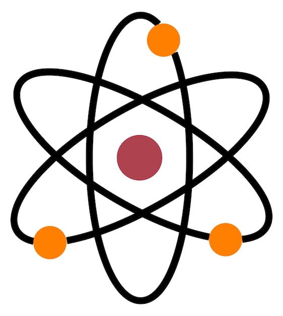 Vector atom model icon physics symbol science sign