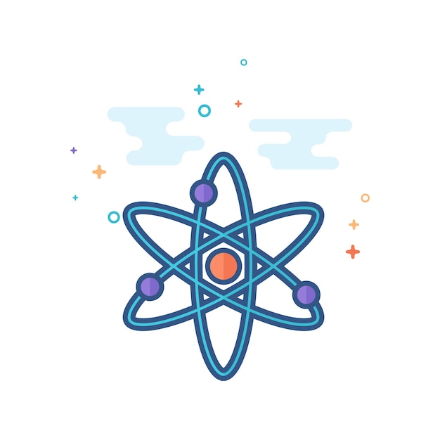 Vector atom structure icon flat color style vector illustration