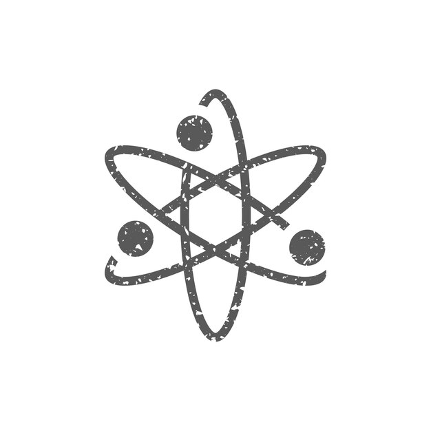Значок структуры атома на векторной иллюстрации текстуры гранжа