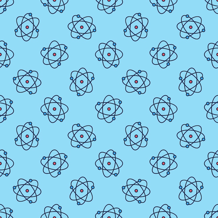 Vector atom vector molecule concept modern blue seamless pattern