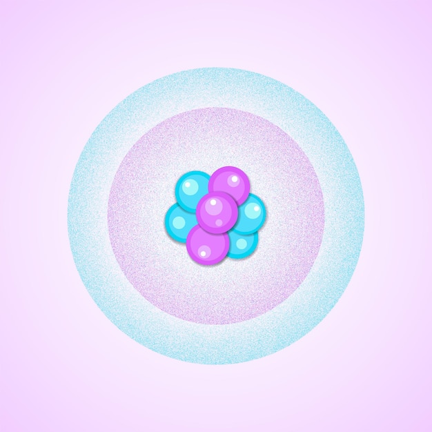Вектор Атом с протонами и нейтронами для науки, химии и физики