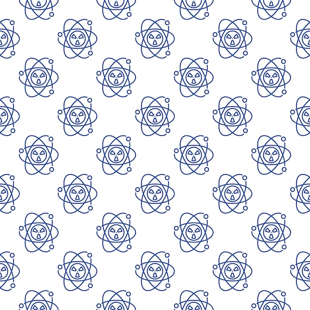 Atom with Radiation vector Renewable Nuclear Energy thin line seamless pattern