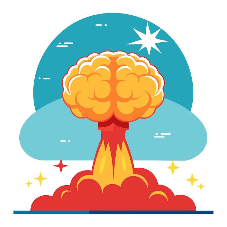 Vector atomic bomb human brain cloud