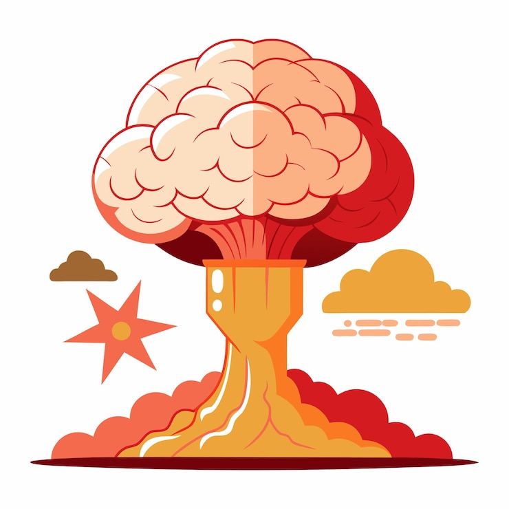 Vector atomic bomb human brain cloud