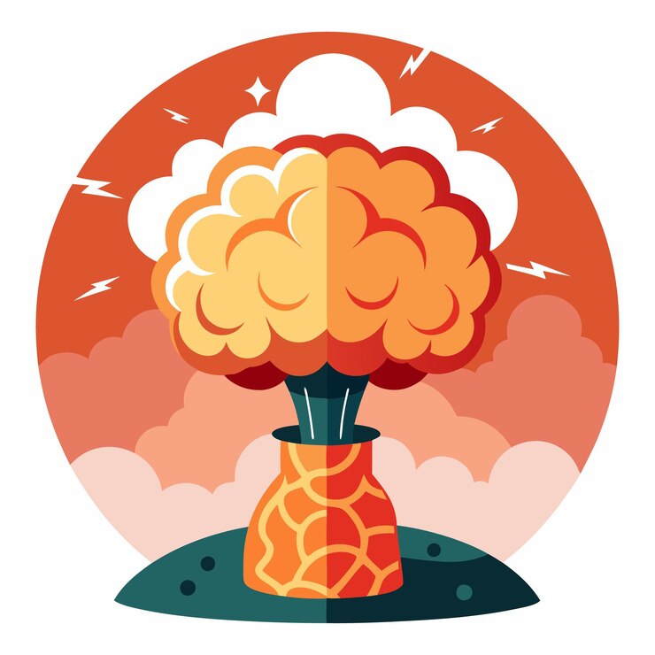 Vector atomic bomb human brain cloud