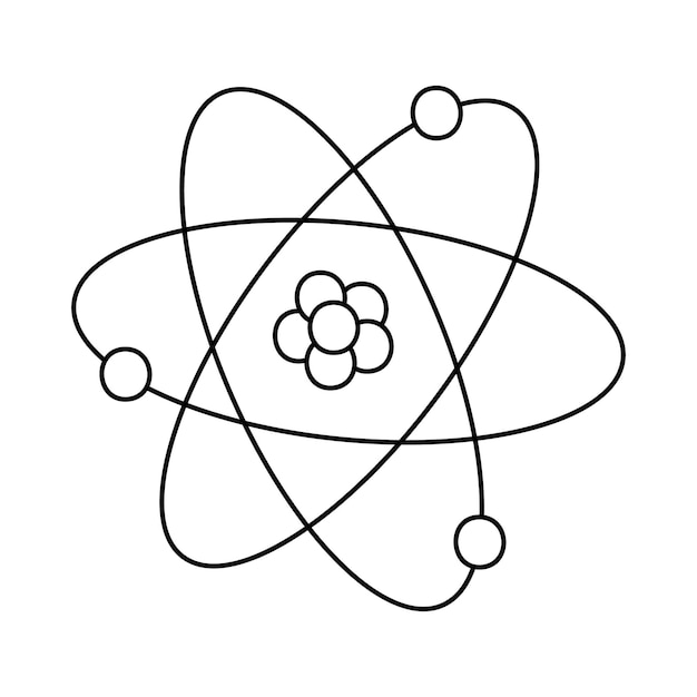 벡터 원자 모델 손으로 그린 낙서 벡터 그림 검정색 윤곽선 뒤로 원자 물리학 과학