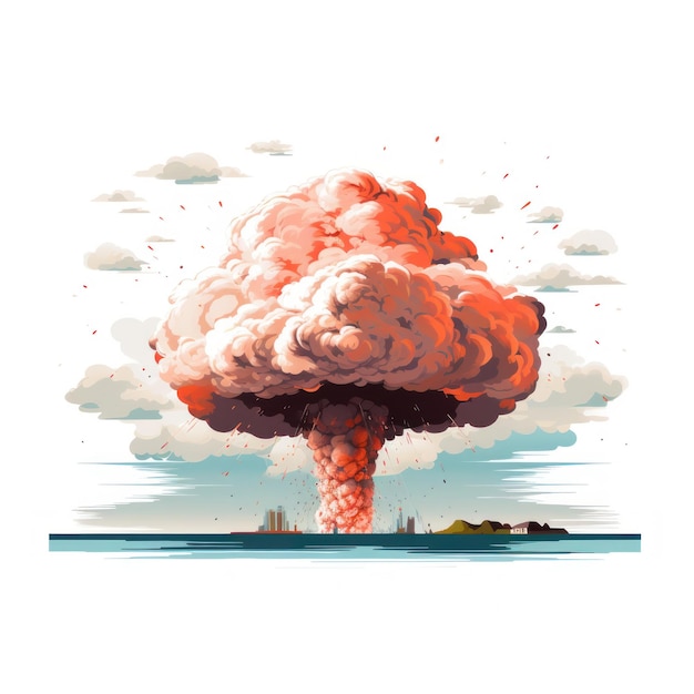 Vector atomic nuclear mushroom cloud explosion