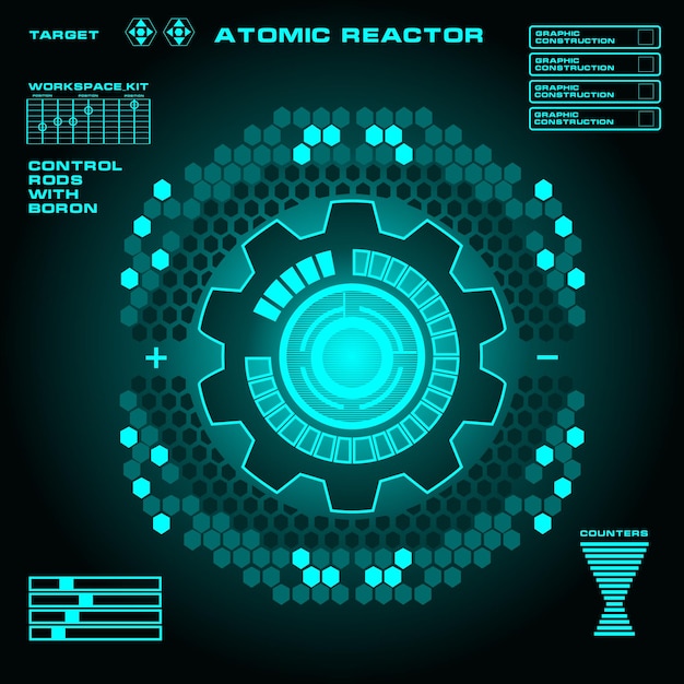 Reattore atomico interfaccia utente grafica virtuale futuristica