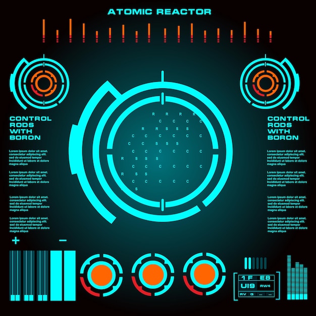 Reattore atomico interfaccia utente grafica virtuale futuristica