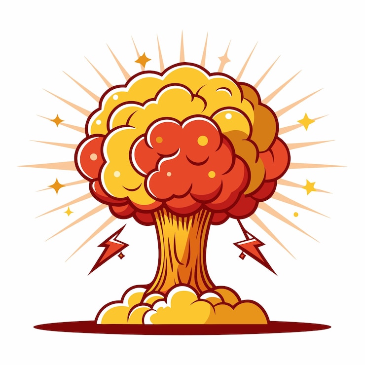 Vector atoombom menselijke hersenwolk