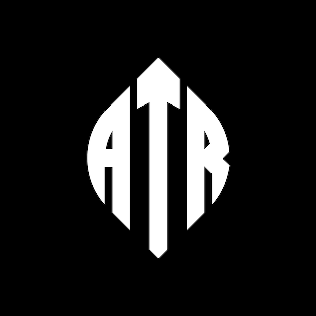 Логотип ATR с круговой буквой с формой круга и эллипса ATR с эллипсовой буквой с типографическим стилем Три инициалы образуют логотип круга ATR Круг Эмблема Абстрактная монограмма Письмо Марка Вектор.