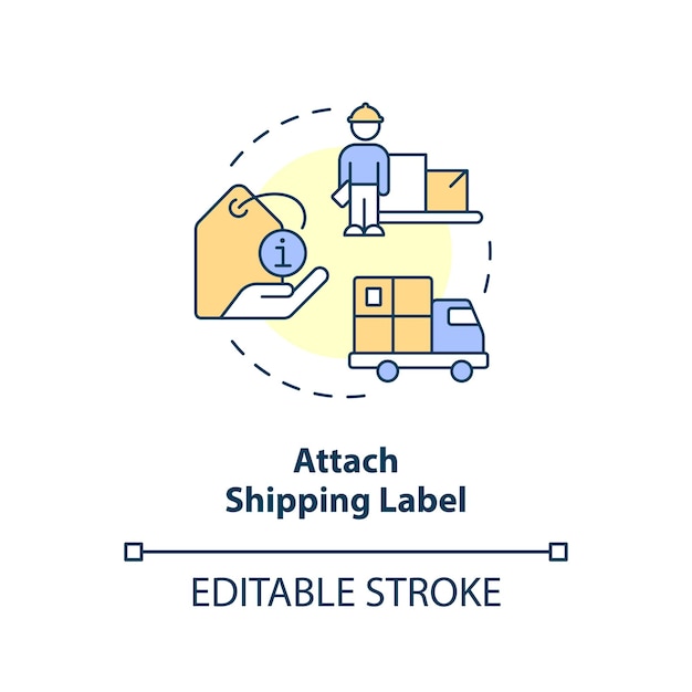 Attach shipping label concept icon