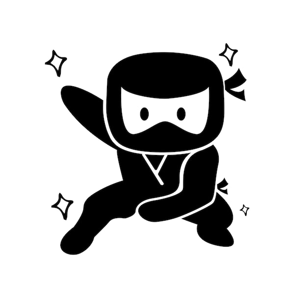 Vector attack cute ninja on white background vector