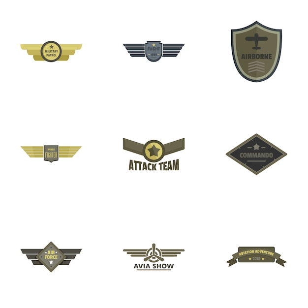 Attack icons set, flat style
